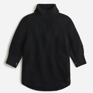 J crew turtleneck cotton poncho sweater in black